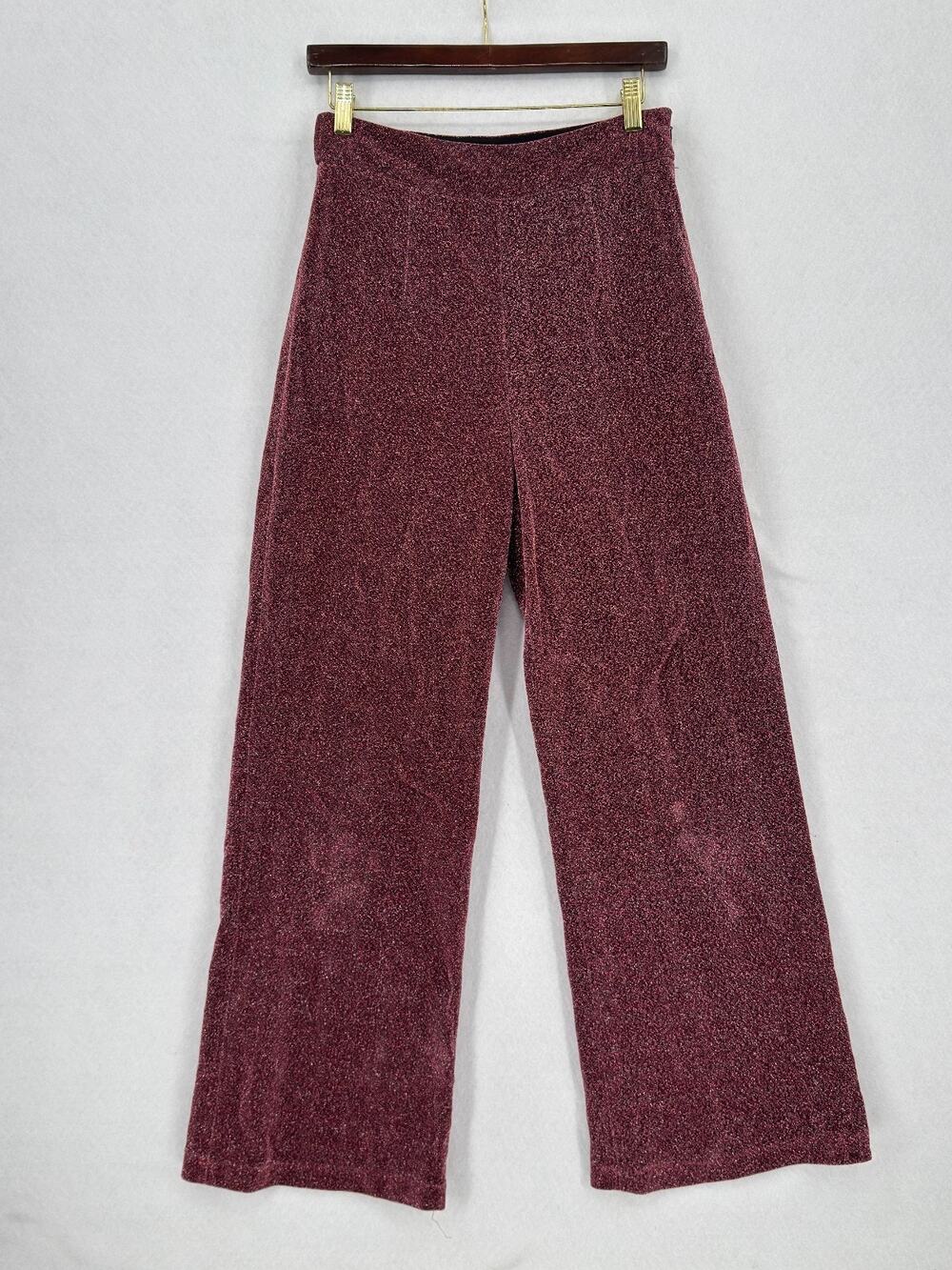 Neon Blonde Seventeen Sparkling Burgundy Red Metallic Flare Leg Pants